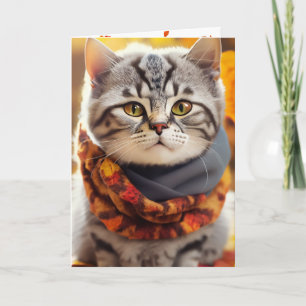 Hösten Kattunge med scarf Kort