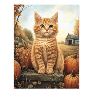Hösten Kitten med Pumpkins Fototryck