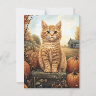 Hösten Kitten med Pumpkins Vykort