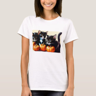 Hösten Kittens med Pumpkins T Shirt