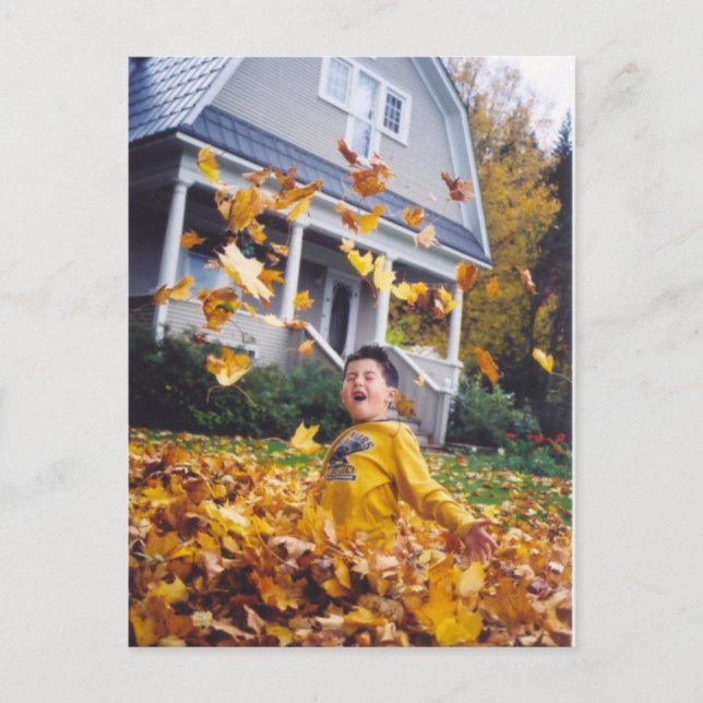 Hösten Kom ihåg när löv skulle spela in Vykort (Framsida)