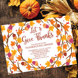 Hösten - Lämna Låt oss Thanksgiving för Ge tack -  Inbjudningar