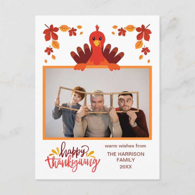 Hösten Lämna Turkey Happy thanksgiving Photo Vykort (Framsida)