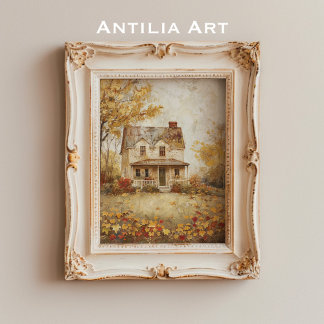 Hösten Land House målning Fall Ligcape Art Poster