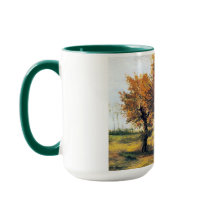 Hösten landskap med fyra träd