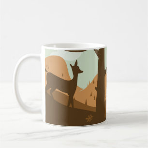 Hösten landskap med hjort kaffemugg