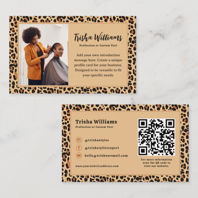 Hösten Leopard Skriv ut med Anpassningsbar Photo Visitkort (Fram/baksida)