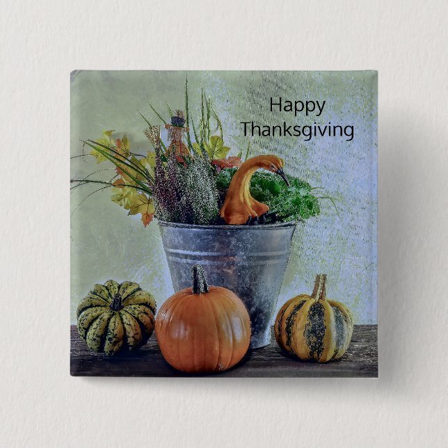 Hösten lever fortfarande med pumpor, blommor knapp (Framsida)