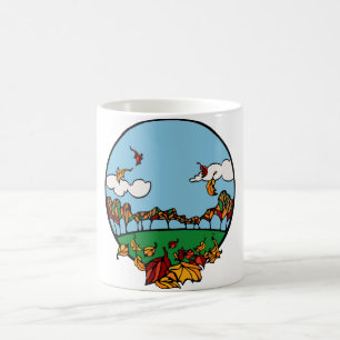 Hösten liggande scen kaffemugg