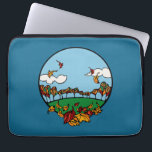 Hösten liggande scen laptop sleeve<br><div class="desc">Färgfull Illustration av en trevlig höstlandskapsplats med mjuka moln flytande på blå himmel med ett litet backe täckt av grönt gräs och flerfärgade löv som faller bort från träd.</div>