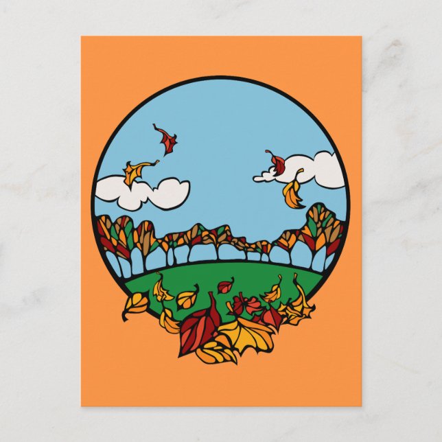 Hösten liggande scen vykort (Framsida)