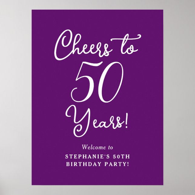 Hösten Lila Cheers till 50 års födelsedag Välkomna Poster (Framsidan)