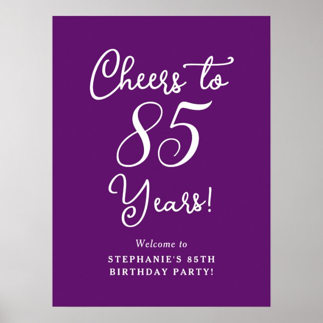 Hösten Lila Cheers till 85 års födelsedag Välkomna Poster (Framsidan)