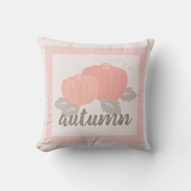 Hösten - Ljus rosa Pumpkins Dekorativ kudde (Framsida)