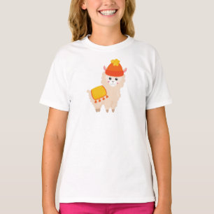 Hösten Llama, Cute Llama, Alpaca, Llama med hatt T Shirt