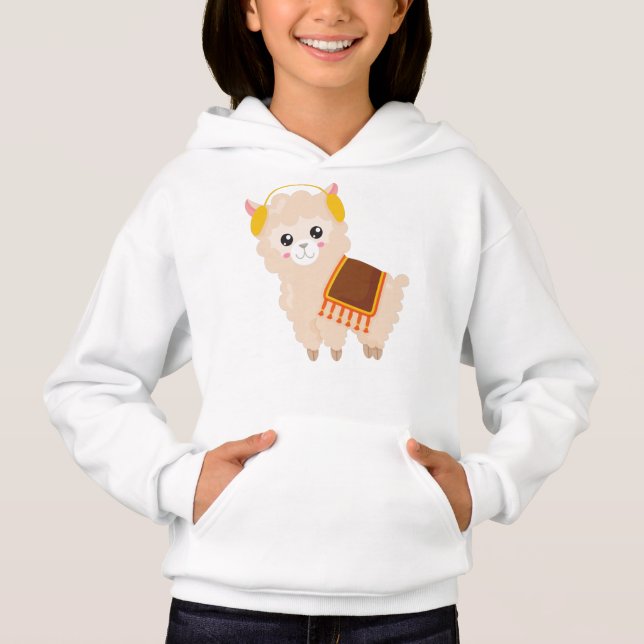 Hösten Llama, Cute Llama, Cute Alpaca, Ear Muffs T Shirt (Framsida)