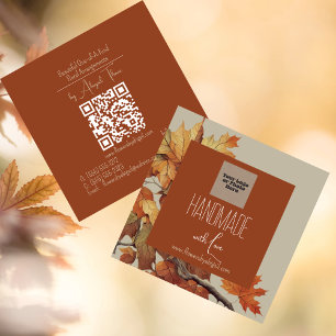 Hösten logotyp   Fall Blommigt, handgjorda crawlni Fyrkantigt Visitkort