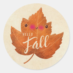 Hösten Löv Cute Halloween-Thanksgivingen faller Runt Klistermärke