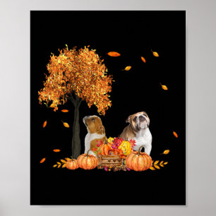 Hösten Löv Fall Hund älskare Halloween Thanksgivin Poster