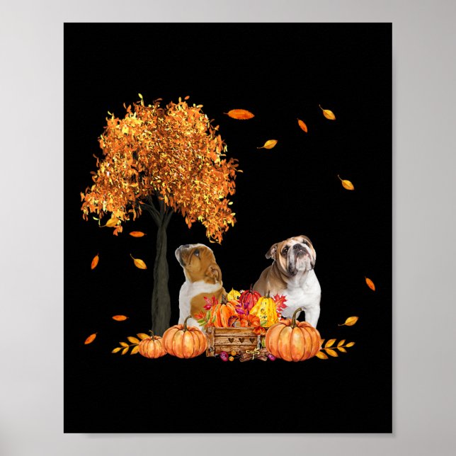 Hösten Löv Fall Hund älskare Halloween Thanksgivin Poster (Framsidan)