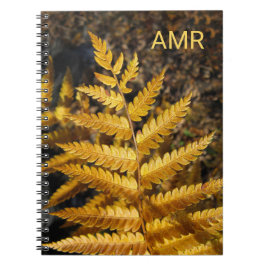 Hösten Löv Golden Fern Photo med Monogram Anteckningsbok