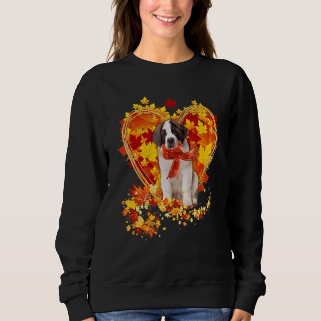 Hösten Löv Heart Saint Bernard Scarf Fall T Shirt (Framsida)