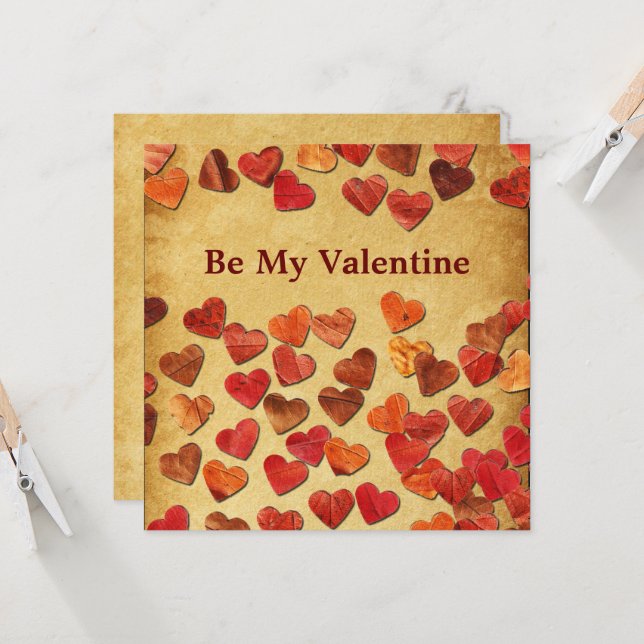 Hösten Löv Hearts - Valentine Kort (Fram/Back In Situ)