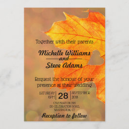 Hösten Löv med hjärtbröllop Inbjudningar