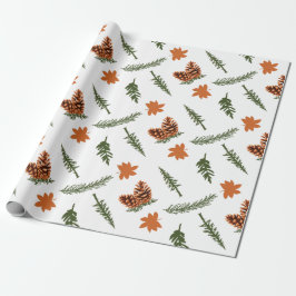 Hösten Löv och Pinecone Sömlös Wrapping Papper Presentpapper