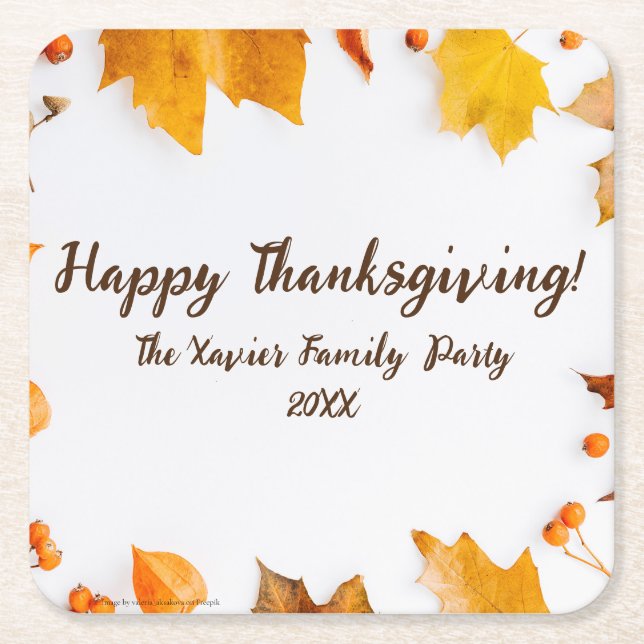 Hösten Löv Thanksgiving Middag Party Underlägg Papper Kvadrat (Framsidan)
