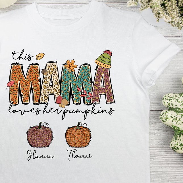 Hösten Mamma Kärlek Hennes pumpkin Leopard T Shirt (Skapare uppladdad)