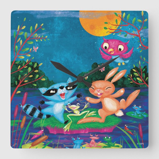 Hösten Måne Fyrkantig Klocka (Framsida)