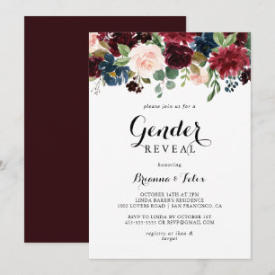 Hösten Modern Calligraphy Gender Reveal Party Inbjudningar