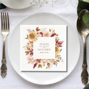 Hösten Modern Terracotta Square Bröllop Pappersservett