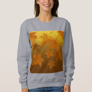 Hösten mönster med fallande löv och bål t shirt