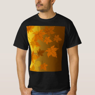 Hösten mönster med fallande löv och bål t shirt