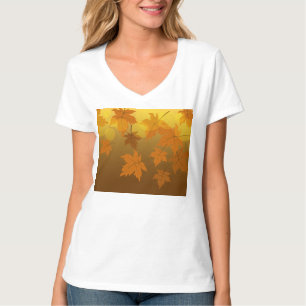 Hösten mönster med fallande löv och bål t shirt