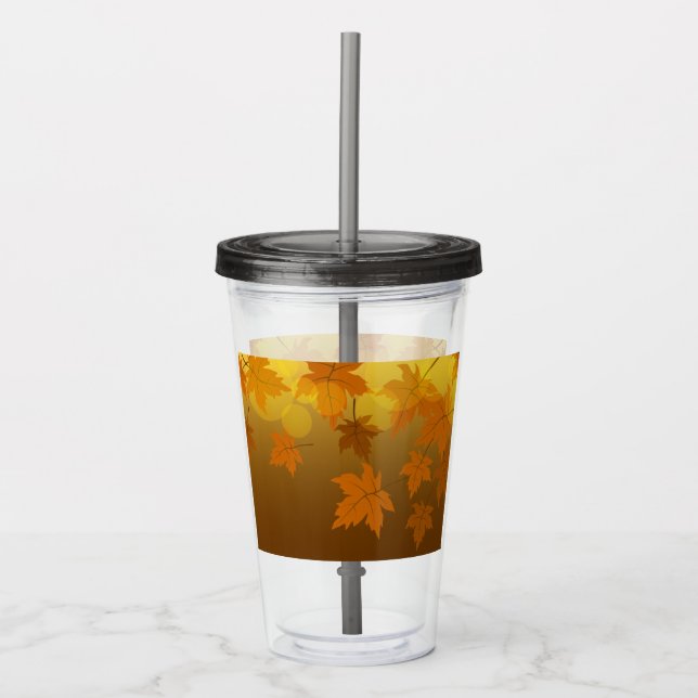 Hösten mönster med fallande löv och bål take away mugg (Framsida)