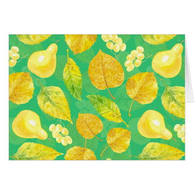 Hösten mönster, vattenfärg hälsningskort (Framsidan Horizontal)