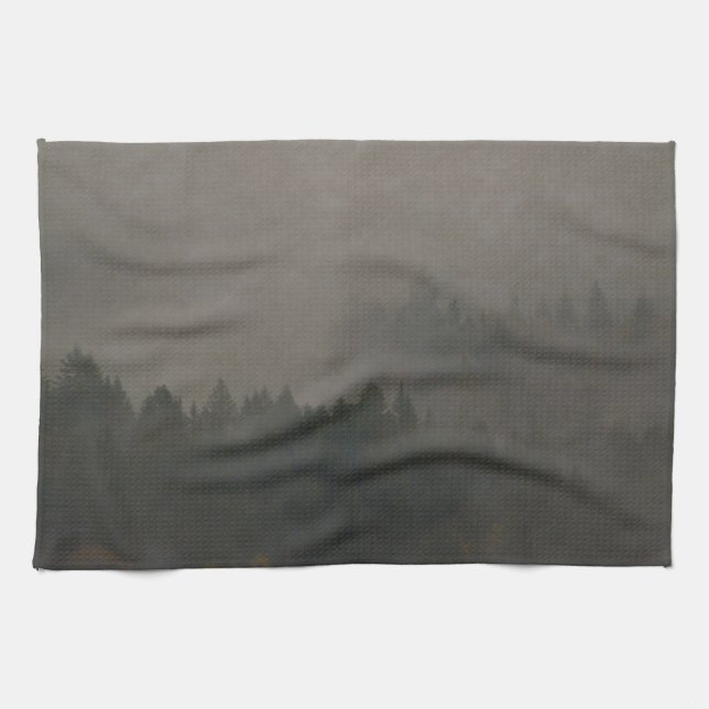 Hösten Moods Misty Forest Photo Art Nature Scene Kökshandduk (Horisontell)