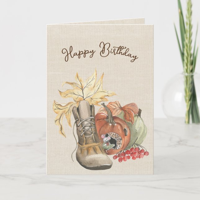 Hösten Mouse Birthday Humor Kort (Framsida)