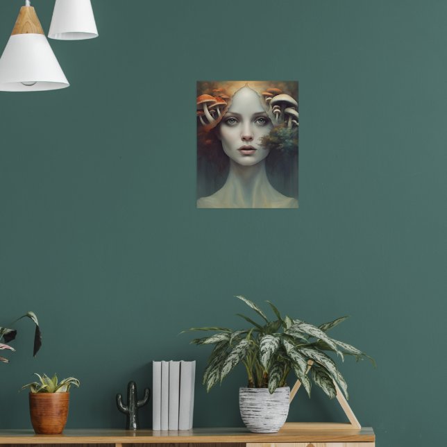 Hösten Mushroom Woman Poster (Vardagsrum 1)