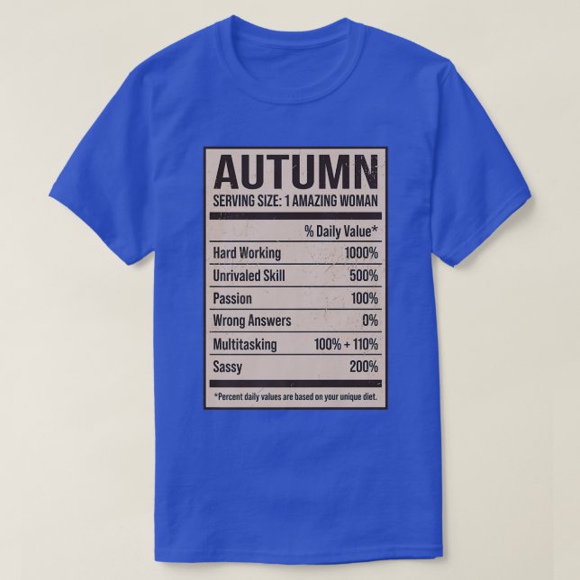 Hösten Nutrition Facts Namn Nickname Alias Title F T Shirt (Design framsida)