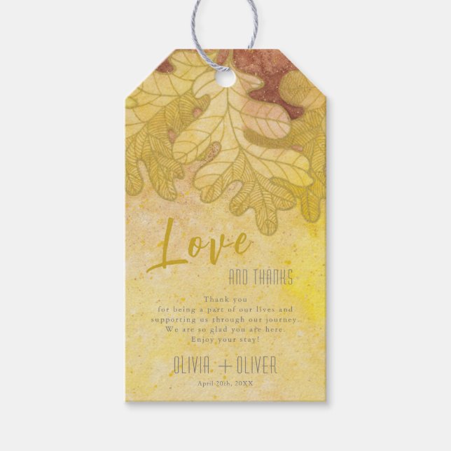 Hösten Oak Löv Bröllop Kärlek och tack Presentetikett (Framsidan)
