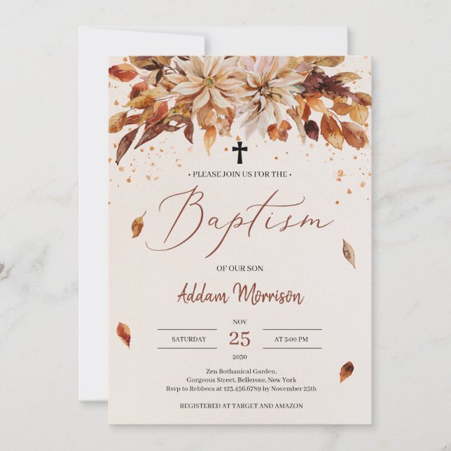Hösten och Orangen Blommor Marigold-baptism Inbjudningar (Framsida)