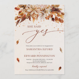 Hösten Orange Flowers sa ja Förlovning Inbjudningar