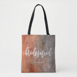 Hösten Orange Grått Watercolor Bridesmaid Monogram Tygkasse