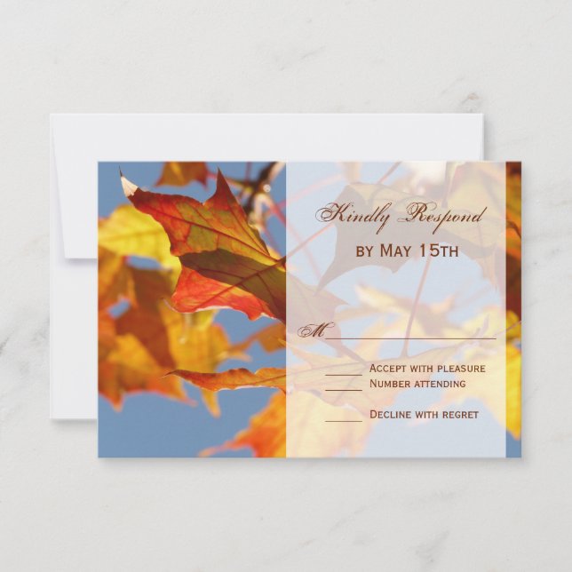 Hösten Orange Löv Fall Wedding OSA kort (Framsida)