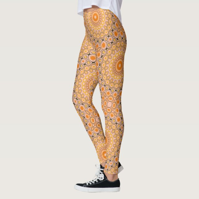 Hösten Orange och Guld Mandala Mönster Leggings (Vänster)