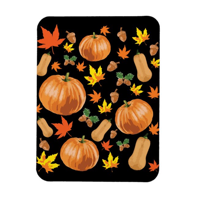 Hösten Orange Pumpkin Fall Mönster Magnet (Vertikal)